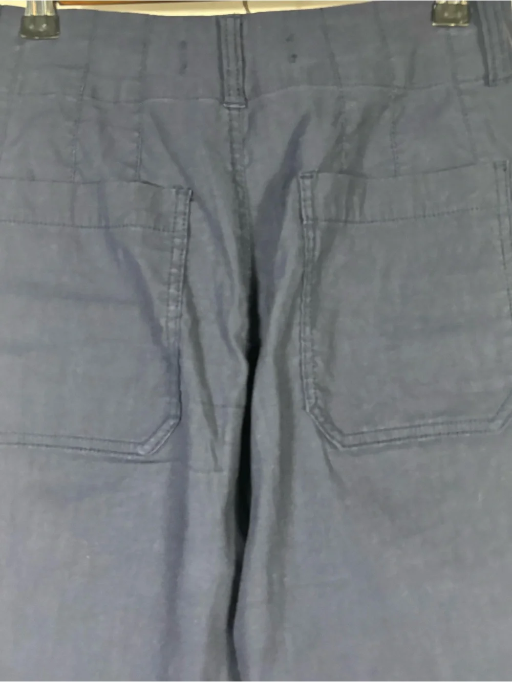 Anthropologie Navy Blue Wide Leg High Rise Pockets Crop Ankle Pants Trousers 26